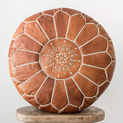 Premium Moroccan Leather Ottoman Pouf Cover