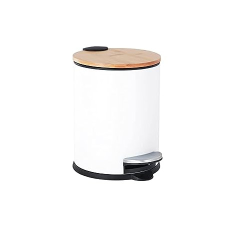 Mini Trash Can with Bamboo Lid Soft Close and Foot Pedal, 0.8Gal/3L