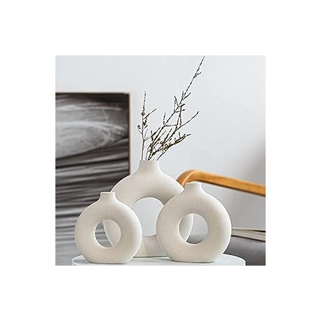 Ceramic Hollow Donut Vase Set of 3 for Pampas Grass