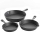 Cast Iron Skillet Set, 3-Piece Set (6/8/10-Inch), Charcoal Grey