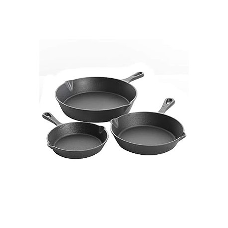 Cast Iron Skillet Set, 3-Piece Set (6/8/10-Inch), Charcoal Grey