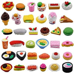 72 Pcs Assorted Food Pencil Erasers Toy Set