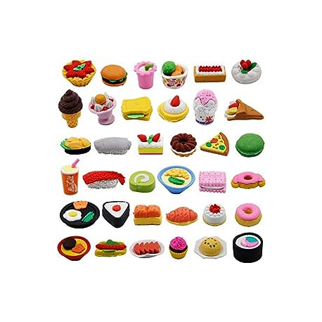 72 Pcs Assorted Food Pencil Erasers Toy Set