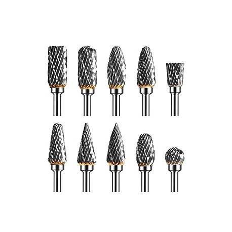 Tungsten Carbide Rotary Burr Set with 1/8" Shank