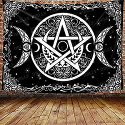 Wiccan Tapestry Triple Moon Tapestry Large 80"x 60"