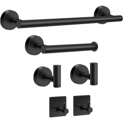 Bathroom Hardware Set Black Towel Bar Towel Racks for Bathroom 6-Piece