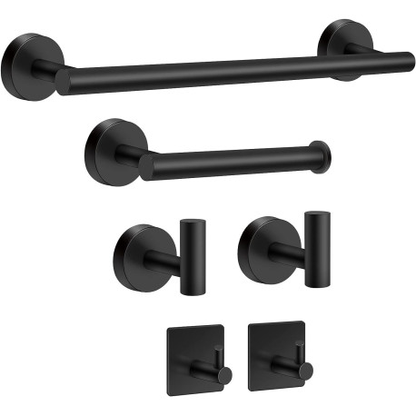 Bathroom Hardware Set Black Towel Bar Towel Racks for Bathroom 6-Piece