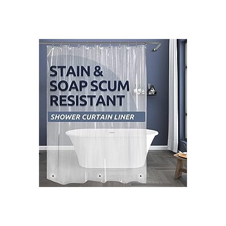 Clear Shower Curtain Liner, Plastic Shower Liner PEVA 72 x 72