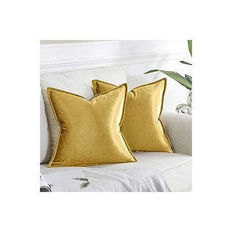 Gold Velvet Decorative Throw Pillow Covers, 20x20