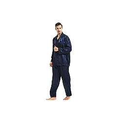 Set Mens Silk Satin Pajamas