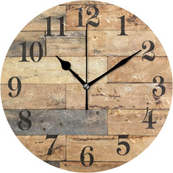 Wall Clock Vintage Old Wooden Round