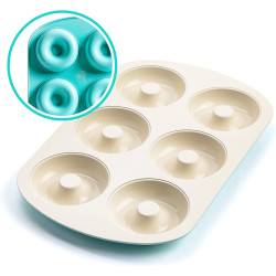 Bakeware Healthy Ceramic Nonstick, 6 Cavity Donut and Bagel Pan Baking Mold