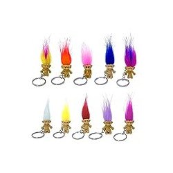 10Pack Cute TROLL DOLLS Key ring Crazy Colour