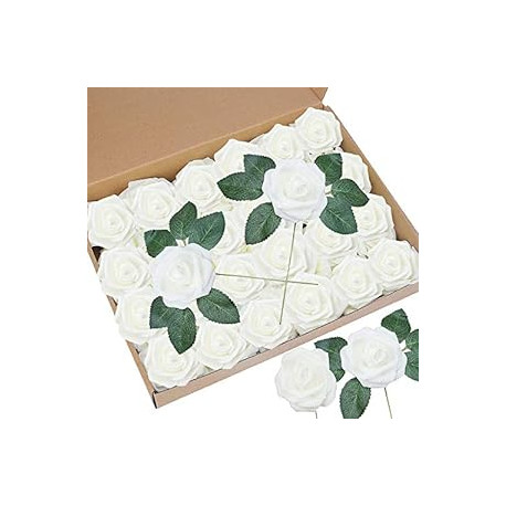 50 pcs Artificial Flower Rose and 15 Artificial Leaf