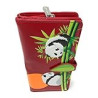 Large Women's Wallet Playful Panda Vegan Leather Red 7"