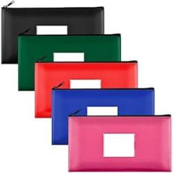 5 Pack Bank Deposit Money Bags with Zipper