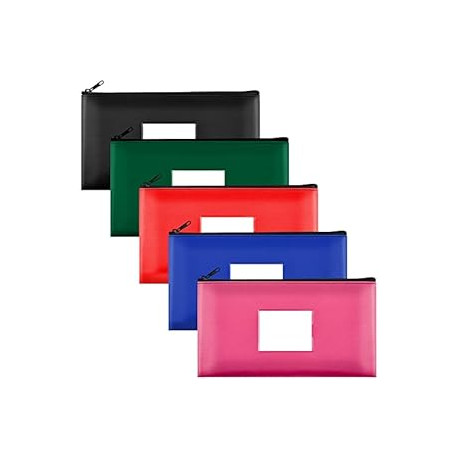 5 Pack Bank Deposit Money Bags with Zipper
