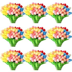 100 Pcs Real Touch Tulips Fake Tulips Artificial Tulips