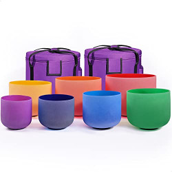 6''-12'' Set of 7 Colored Crystal Singing Bowl Sound Healing