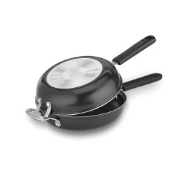 10-inch Nonstick Set Frittata Non-Stick Sauce Pan, Black/Stainless Steel