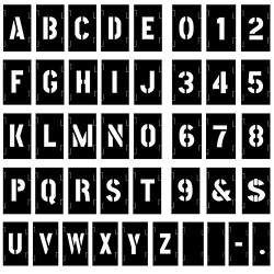 4 inch Plastic Interlocking Stencils Letters and Numbers 138 Piece Set, Black