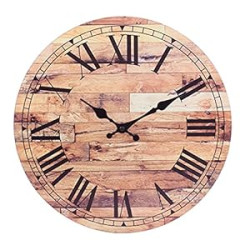 Old Fashioned 14 Inch Round Wood Hanging Wall Clock