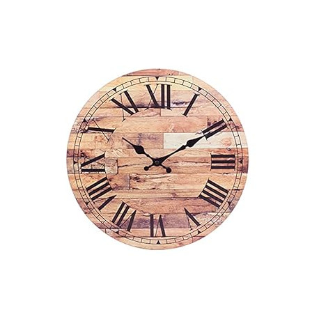 Old Fashioned 14 Inch Round Wood Hanging Wall Clock