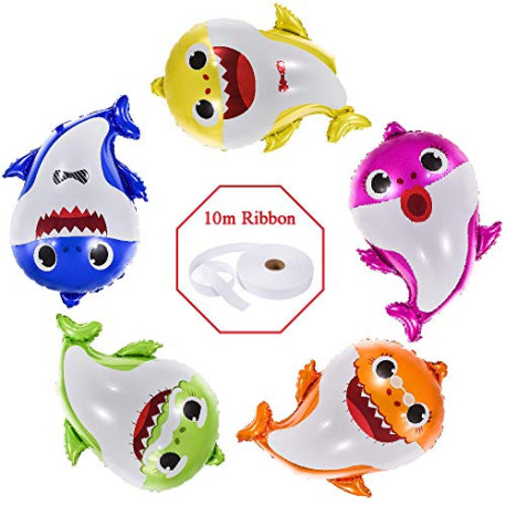Pack 2 of Baby Shark Balloons 25 Inch, 5 Pcs