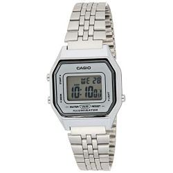 Casio Ladies Mid-Size Silver Tone Digital Retro Watch LA-680WA-7DF