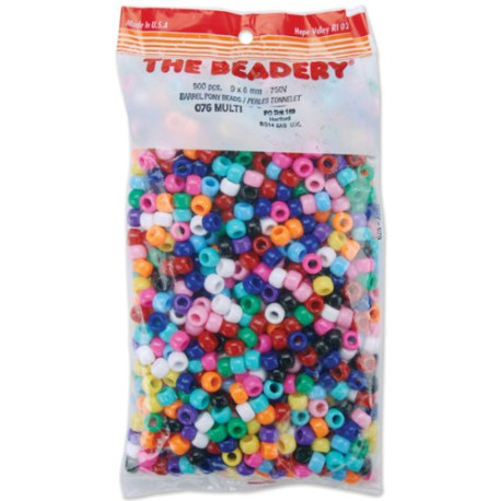 Pony Beads, 6 by 9mm, Opaque Multicolor, 900-Pack