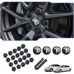 Tesla 3 & Model Y – 4 Hub Center Caps + 22 Lug Nut Covers Brand: Lamxlamk