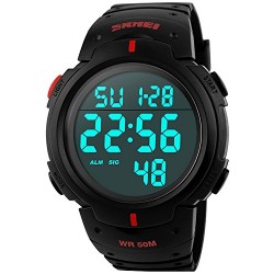 Men Digital Watch Big Dial Light LED Swim Waterproof