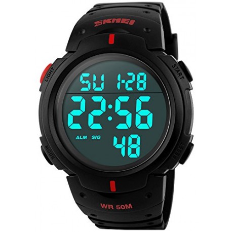 Men Digital Watch Big Dial Light LED Swim Waterproof
