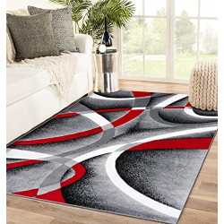 Area Rugs 2305 Gray 5x7 Abstract Area Rug, 5 x 7 ft