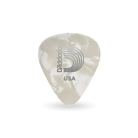 Pack 2 of D'Addario Accessories White Pearl Celluloid Guitar Picks, 25 pack, Medium
