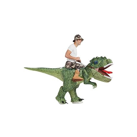 Inflatable Costume Dinosaur Riding T Rex Air Blow up Funny Party Halloween Costume for Adult
