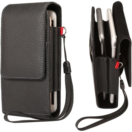 Two Phones Vertical Dual Phone Belt Clip Loops Holster Case Holder Pouch