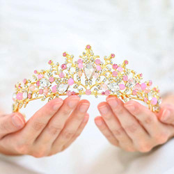 Bride Wedding Crowns and Tiaras Gold Crystal Bridal Princess Crown