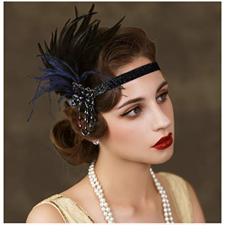Feather Flapper Headpiece Black