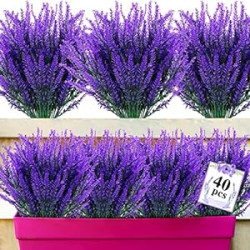 40 Bundles Artificial Plastic Lavender Fake Plants