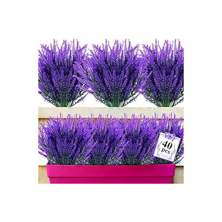 40 Bundles Artificial Plastic Lavender Fake Plants