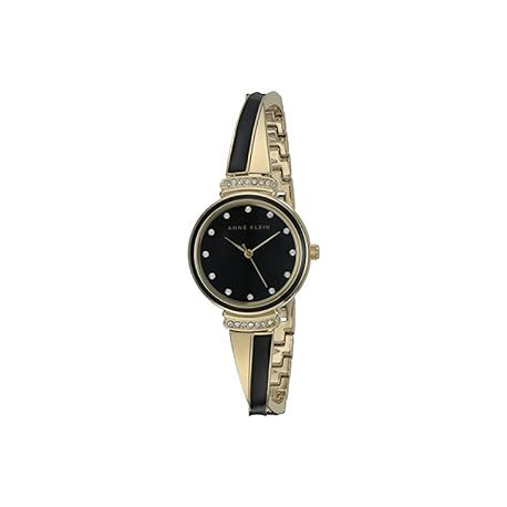 Women's AK/2216BKGB Premium Crystal Accented Gold-Tone and Black Bangle Watch