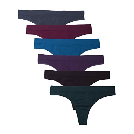 6 Pack Women's Nylon Spandex Thong Underwear