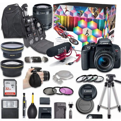 Canon EOS Rebel DSLR Camera Deluxe Video Creator Kit with Canon EF-S 18-55mm f/3.5-5.6 IS STM Lens + Wide Angle Lens