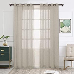 Burlap Linen Sheer Curtains for Living Room