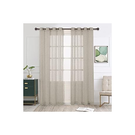 Burlap Linen Sheer Curtains for Living Room