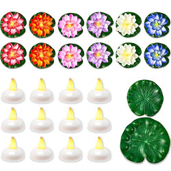 26 Pcs Floating Pool Lights Lotus Flower Lantern Battery Operated Floating