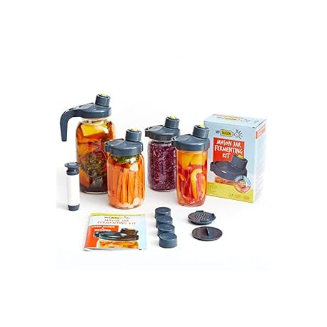 Fermentation Kit - 4 Wide Mouth Fermentation Lids and Mason Jar Pour Spout Caps