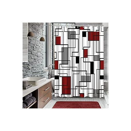Geometric Shower Curtains Fabric with Hooks, 72" x 72"