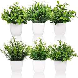 6 Pot Small Fake Plant Flowerpot Artificial Plastic